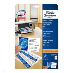   Névjegykártyapapír C32010-25 85 x 54 mm mikroperforált matt 185g 25 ív Avery