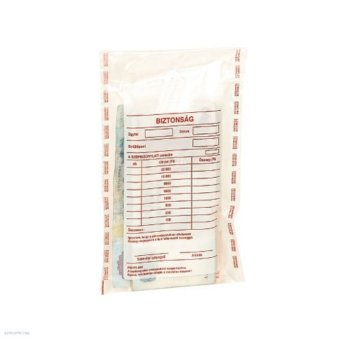 Biztonsági zacskó, bankjegyköteg méretű