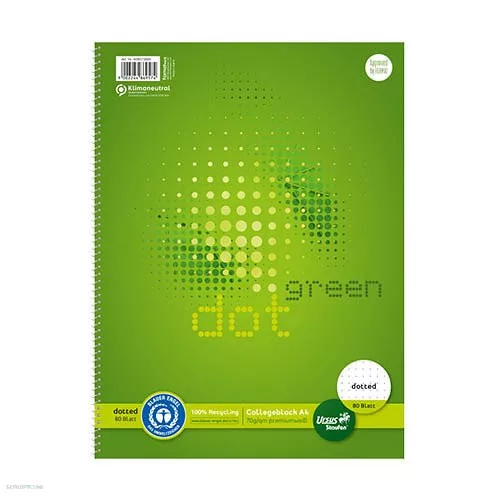Spirálfüzet Ursus Green Collegeblock, A/4, ponthálós, 80 lap