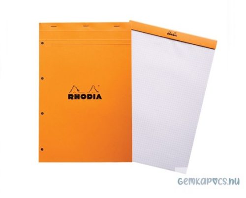 Jegyzettömb A4+ kockás 80 lapos, fejben tűzött, lyukaszott Rhodia Orange