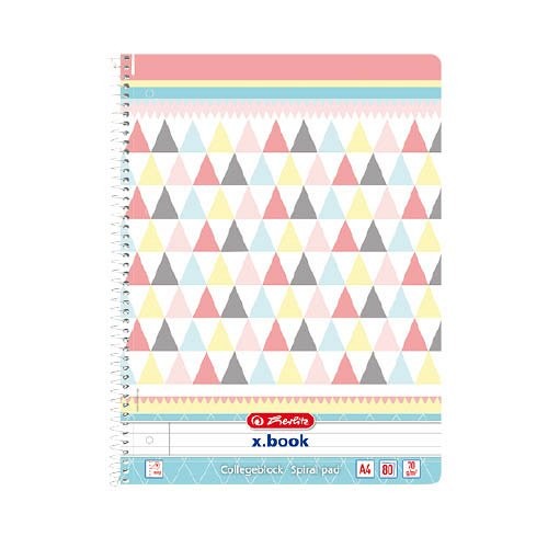 Spirálfüzet Herlitz Graphic Pastel Mix, A/4, vonalas, 80 lap