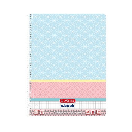 Spirálfüzet Herlitz Graphic Pastel Blue, A/4, kockás, 80 lap