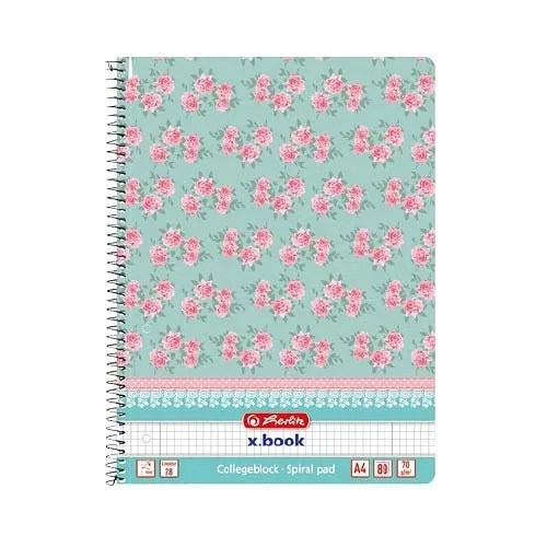 Spirálfüzet Herlitz Ladylike, A/4, kockás, 80 lap, perforált, lyukasztott