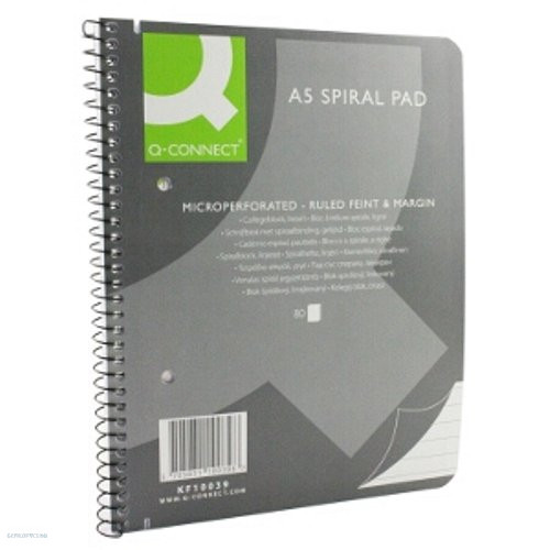 Spirálfüzet Q-Connect Collegeblock, A/5, vonalas, 80 lap, KF10039
