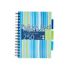   Spirálfüzet Pukka Pad Project Book, A/5, vonalas, 250 oldal, 3 elválasztó, színes PP borító
