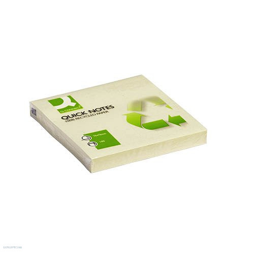 Öntapadós jegyzettömb 76x76 mm recycled Q-Connect sárga KF05609