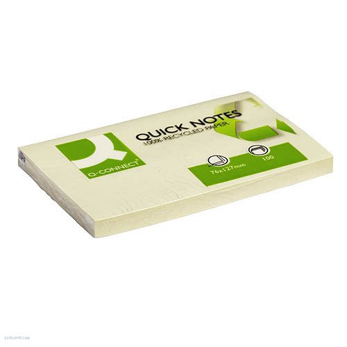 Öntapadós jegyzettömb 76x127 mm recycled Q-Connect sárga KF05610