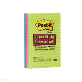  Post-it Super Sticky öntapadós jegyzettömb, szivárványcsomag 102×152 mm, 660-3SSUC, 90 lap/3 tömb, vonalazott, ultra színek