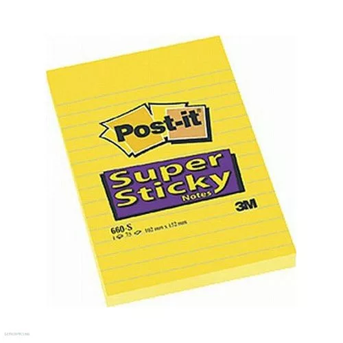 Post-it öntapadós jegyzettömb, 660S 102x152 mm vonalazott 75 lap