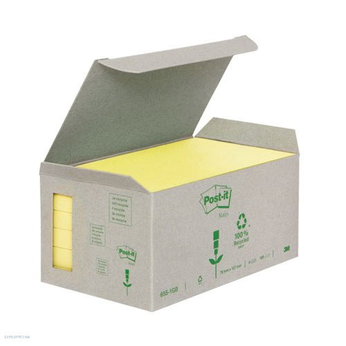 Post-it öntapadós jegyzettömb, 655-1B 76x127 mm 6 x 100 lap/csm GreenLine sárga
