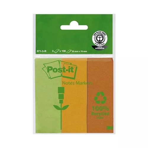 Post-it 671-3-R oldaljelölő 25 x 76 mm, 3x100 lap