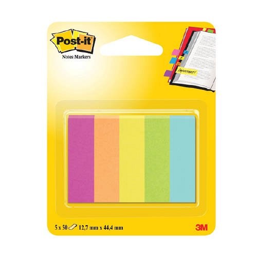 Post-it Jelölőlapok 12,7 x 44,4 mm, 5 x 50 lap (neon színek) 670-5CA-EU