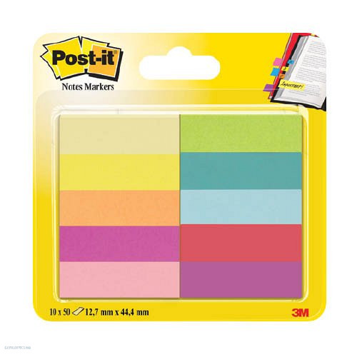 Post-it Jelölőlapok 12,7 x 44,4 mm, 10 x 50 lap (neon színek) 670-10AB-EU