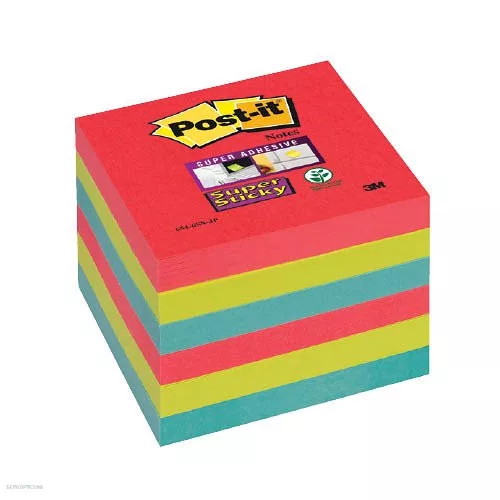 Post-it Super Sticky öntapadós jegyzettömb, szivárványcsomag 76 × 76 mm, 654-6SS-JP 90 lap, 6 tömb