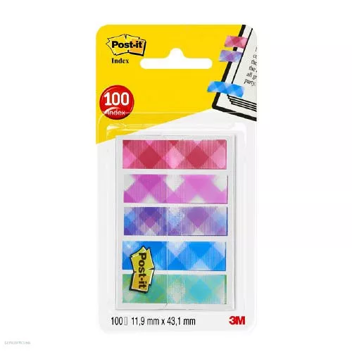 Post-it Mintás keskeny jelölőcimke csomag 12x43 mm, 684-CAN5-EU, 5x20 mintás címke, skótkockás