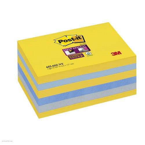 Post-it Super Sticky öntapadós jegyzettömb, szivárványcsomag 76×127mm 655-6SS NY 90 lap New York színei 6 tömb