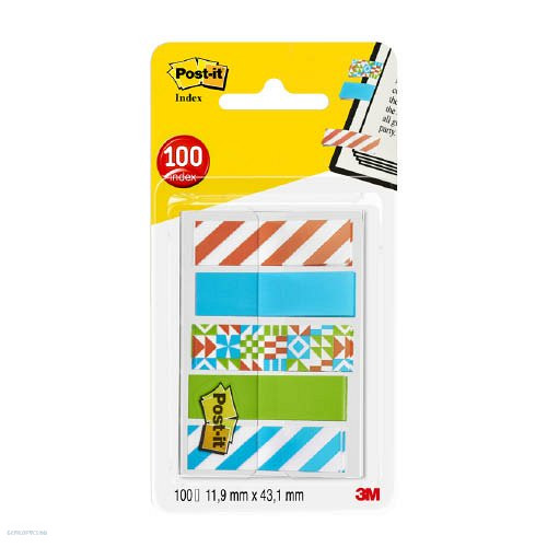 Post-it Index jelölőcimke 12x43 mm keskeny 5 x 20 lap mintás címke "geos"