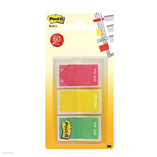 Post-it Index standard jelölő priorizáláshoz 24 x 43 mm, 3 x 20 db zöld,sárga,piros