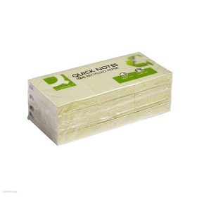   Öntapadós Jegyzettömb 38 x 51 mm recy Q-Connect sárga, 120 lap x 3 tömb KF22367