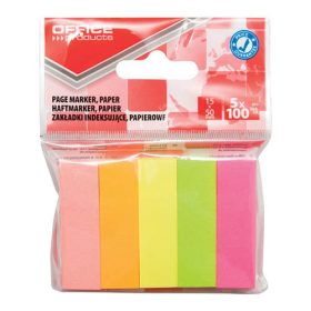  Öntapadós oldaljelölő, papír, Office Products, 15 x 50 mm, 5 x 100 címke