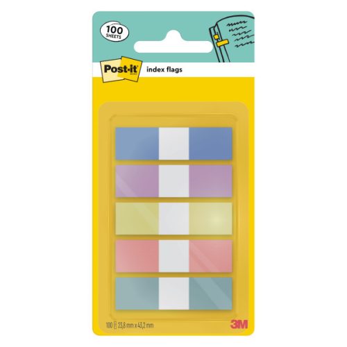 Post-it Index 683-5 Pastel oldaljelölő, 11,9 x 43,2 mm, 5 x 20 lap, 5 áttetsző pasztell szín
