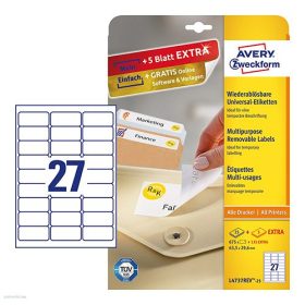   Etikett címke speciális L4737REV-25 visszaszedhető 63,5 x 29,6 mm 25 ív Avery