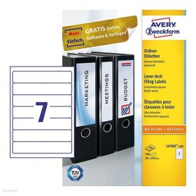   Etikett címke Iratrendező L4760-100 fehér 192 x 38 mm 100 ív Avery
