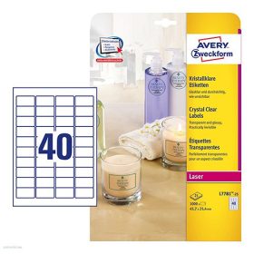   Etikett címke speciális L7781-25 víztiszta átlátszó 45,7 x 25,4 mm, 25 ív Avery
