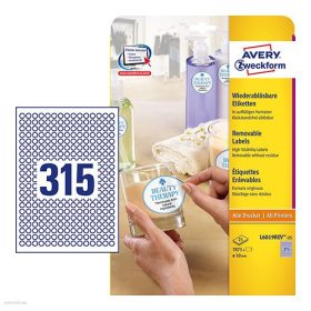   Etikett címke speciális L6019REV-25 visszaszedhető mini kör 10 mm 25 ív Avery