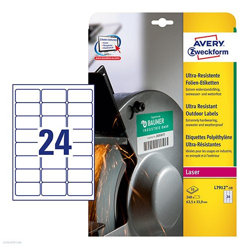 Etikett címke ultra ellenálló 63,5 x 33,9 mm Avery