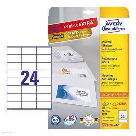 Etikett címke univerzális 3490 70 x 36 mm 25 ív Avery