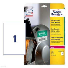   Etikett címke ultra ellenálló L7917-10, 210 x 297 mm Avery
