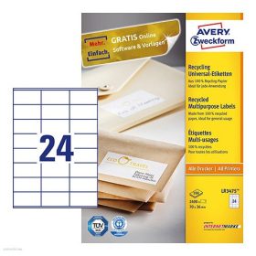   Etikett címke univerzális újrahasznosított LR3475 70 x 36 mm