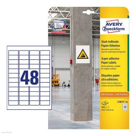   Etikett címke szuper tapadású L7873-20 fehér 45,7 x 21,2 mm Avery
