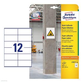   Etikett címke szuper tapadású  L7875-20 fehér 105 x 48 mm Avery