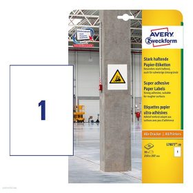   Etikett címke szuper tapadású L7877-20 fehér 210 x 297 mm Avery