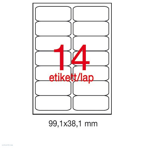 Etikett A2419 99,1 x 38,1 mm 100 ív kerekített sarkú
