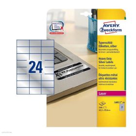   Etikett címke speciális L6133-20 ipari ezüst poliészter 70 x 37 mm 20 ív Avery