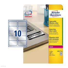   Etikett címke speciális L6012-20 ipari ezüst poliészter 96 x 50,8 mm 20 ív Avery