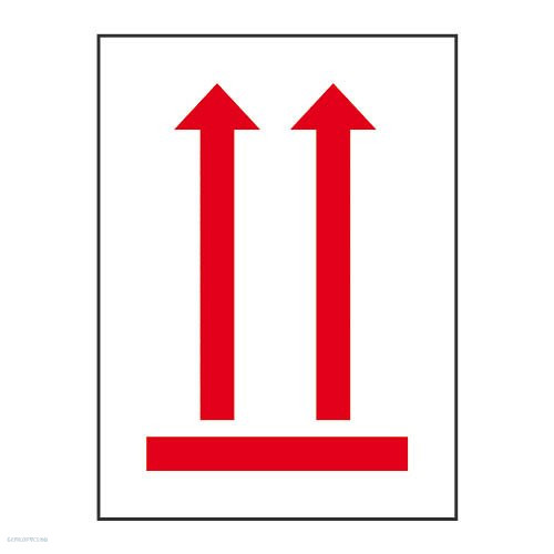 Etikett címke piktogram "A nyíllal megegyező irányba állítandó!" 74 x 100 mm Avery 7250