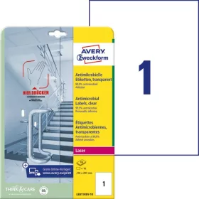   Etikett fóliacímke antimikrobiális visszaszedhető 210x297mm Avery 10ív átlátszó