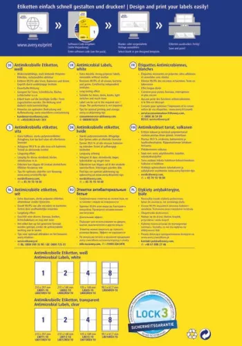 Etikett fóliacímke antimikrobiális visszaszedhető 210x148mm Avery 10ív fehér