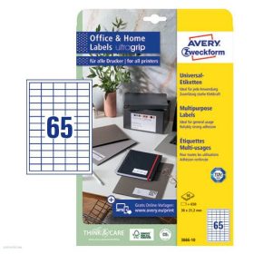   Etikett címke univerzális 3666-10 fehér 38x21,2mm 10ív Avery