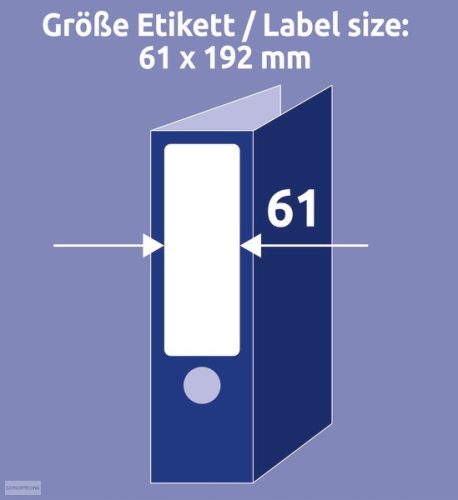 Etikett címke környezetbarát LR4761-10 fehér iratrendező címke 61x192mm 10ív Avery