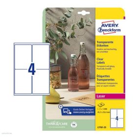   Etikett címke speciális L7786-25 99,1x139mm víztiszta 25ív Avery