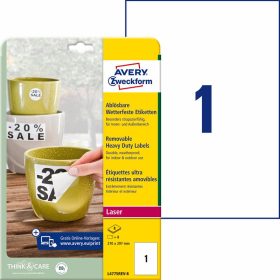   Etikett címke speciális L4775REV-8 visszaszedhető időjárásálló poliészter 210x297mm 8ív fehér Avery fehér