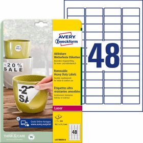   Etikett címke speciális L4778REV-8 visszaszedhető időjárásálló poliészter címke 45,7x21,2mm 8ív fehé fehér