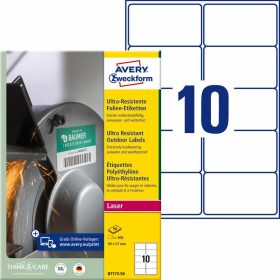   Etiklett címke B7173-50 ultra ellenálló 99x57mm 50ív fehér Avery fehér