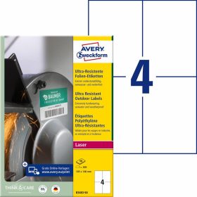   Etikett címke B3483-50 ultra ellenálló 105x148mm 50ív fehér Avery fehér