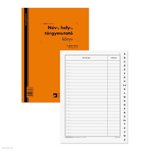 Név, hely, tárgymutató 100 lap C.5230-167/A Pátria